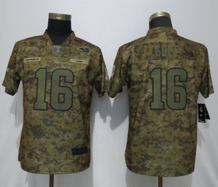 Women St.Louis Rams #16 Goff Nike Camo Salute to Service Limited NFL Jerseys->women nfl jersey->Women Jersey